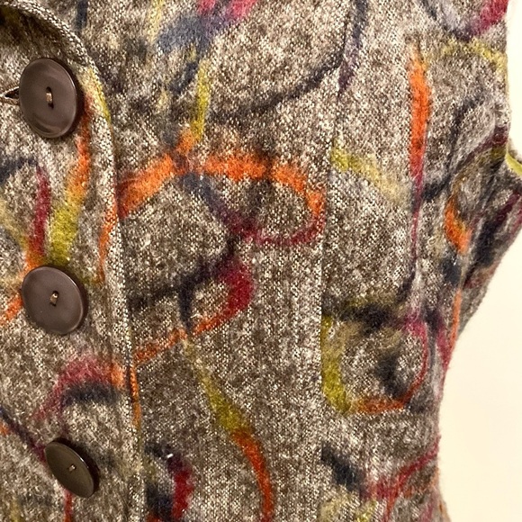 Christopher & Banks Brown Yellow Graffiti Button Down Sleeveless Vest Size M - Picture 4 of 11